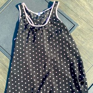 Pink & black polkadot, baby doll sleeveless top